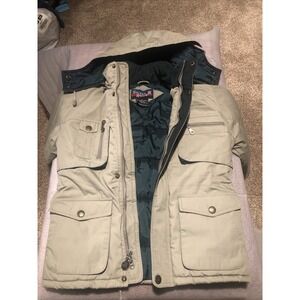 Kids Coat Silver Rider Youth Size 10 Removeable Hoodie Tan Green‎ Great Shape